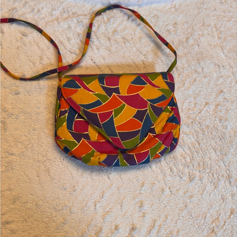 Red and Yellow Geometric Crossbody Bag